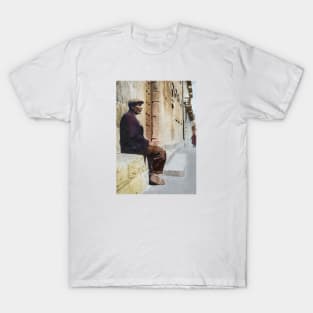 Italy, San Severo. Man Sitting Near a Church, 1944 T-Shirt